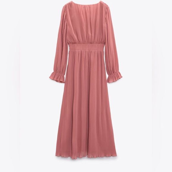 Zara Pleated Midi Dress New - Picture 4 of 9